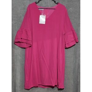 Belongsci Women's Plus Size Pink Zip Dress 2X NWT
